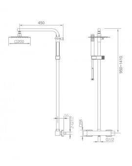 Columna de ducha termostatico Negro mate Vigo-Imex