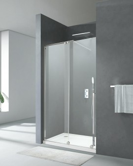 Shower screen Glass fixed with putting a log X-motion 200-cm profile, Chrome/black and crystal 8mm