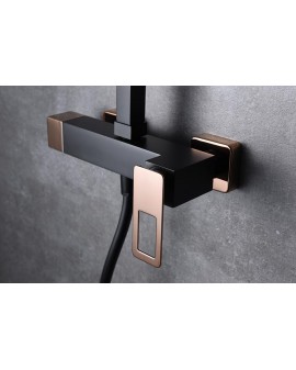 Shower column square matt Black and Rose Gold Sweden-Imex