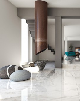 Porcelain tile imitation statuario White marble Tuscania