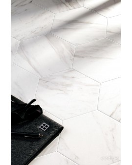 Gres Porcelánico imitación a mármol hexagonal carrara 22x25 - Codicer