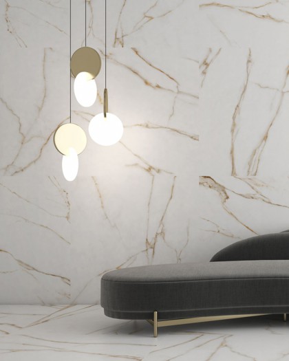 PORCELÁNICO ASPECTO MÁRMOL BRERA GOLD PULIDO GEOTILES / 90X180 / 60x120