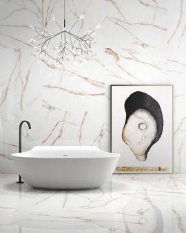 PORCELÁNICO ASPECTO MÁRMOL BRERA GOLD PULIDO GEOTILES / 90X180 / 60x120