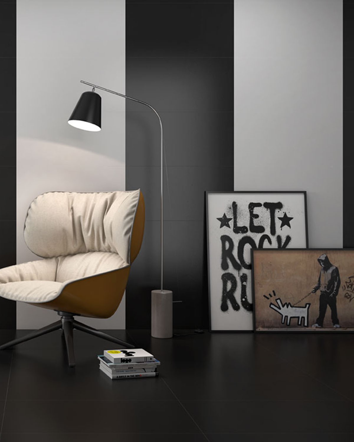 PORCELÁNICO MONOCOLOR MATE CROMATIC GEOTILES / 60x120 / Black / 30X60 / Blanco / 30X60 / Black