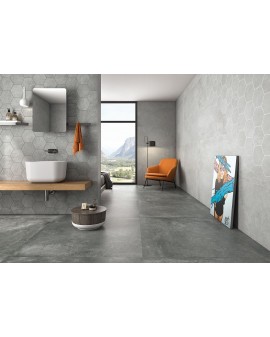 PORCELÁNICO HEXAGONAL EFECTO CEMENT GROUNDHEX 25,8X29 GEOTILES / Gris