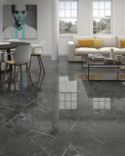 PORCELÁNICO EFECTO MÁRMOL AURA BRILLO GEOTILES / 60X60 / Marengo / Marengo / 60,8X60,8 NO REC