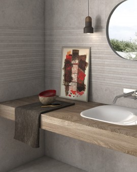 REVESTIMIENTO LANDER 30X90 GEOTILES / Gris / Liso / Taupe / Relieve / Gris / Relieve