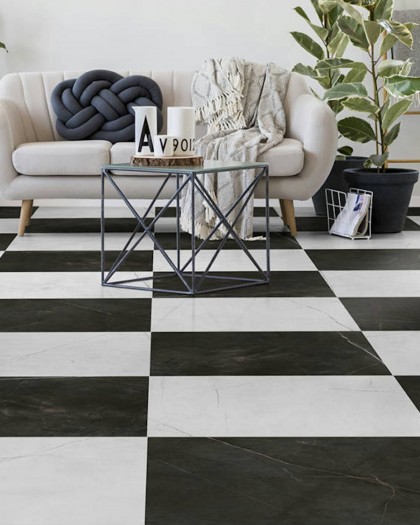 CARRELAGE VERNAZZA MATT 80X80 KEROS / Blanco / Negro