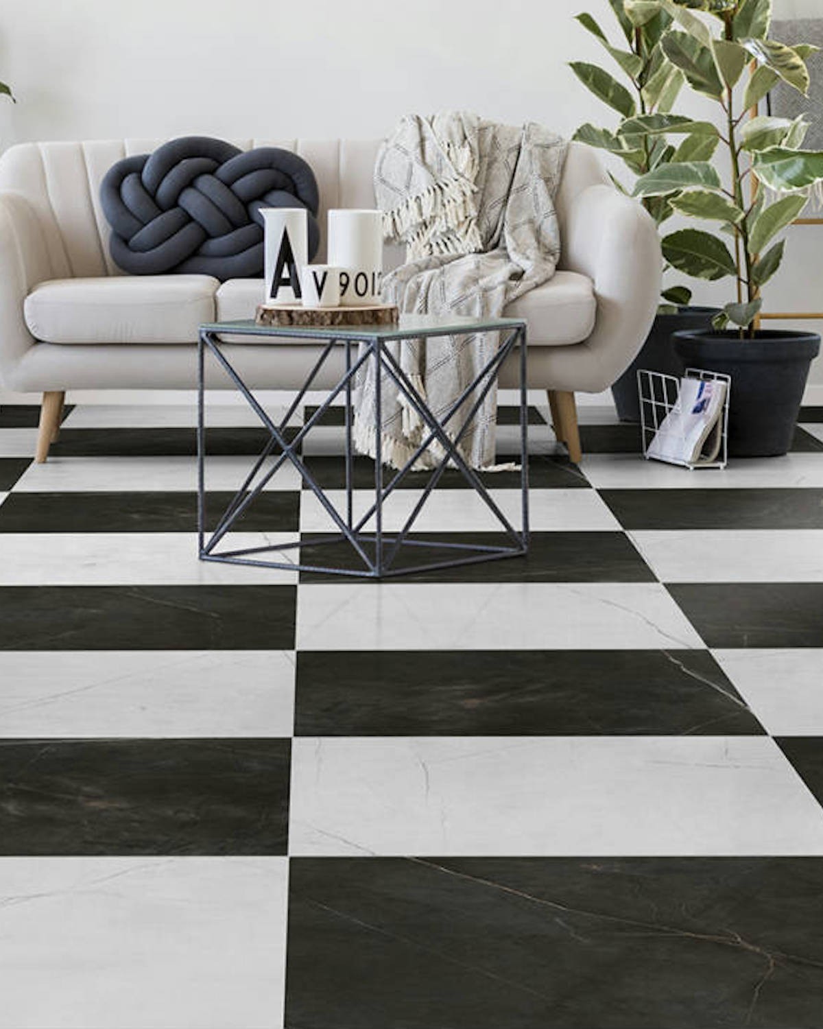 CARRELAGE VERNAZZA MATT 80X80 KEROS / Blanco / Negro