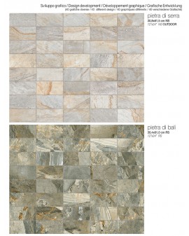 Gres Porcelánico italiano imitación piedra Exterior Pietra de Bali  30,4x61 rec Tuscania