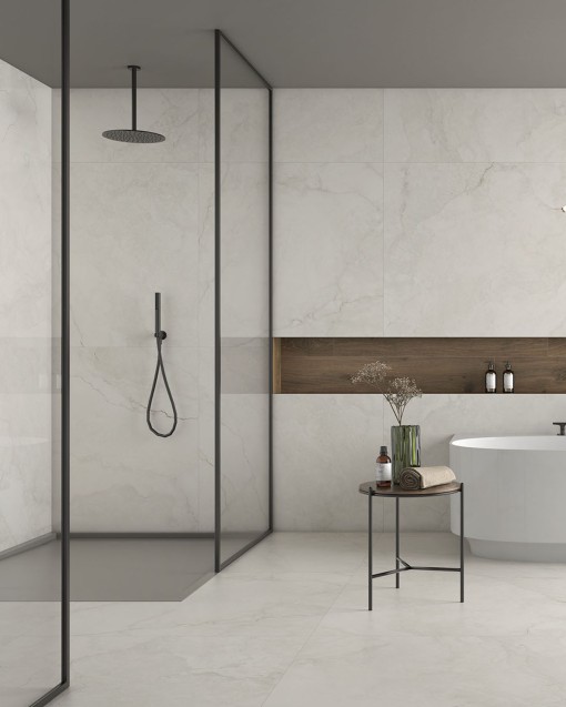 SATIN MARBLE-EFFECT PORCELAIN TILE ETERNA  GEOTILES