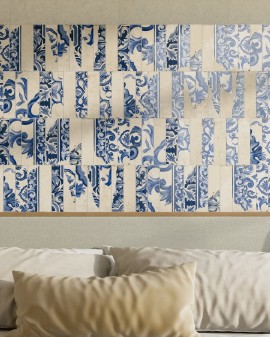 MINIATURE FREGIO BLU MAIOLICA MATT 6X24 MARCA CORONA 1741