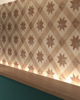 PORCELAIN TILE TERRA MATE DECO. 25X21,6 HEX. MARCA CORONA1741