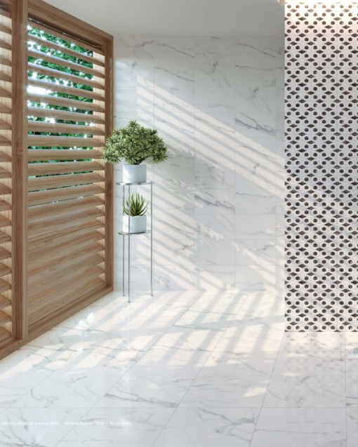 REVESTIMIENTO EFECTO MÁRMOL MINERVA WHITE GLOSS 25X40 CRISTACER